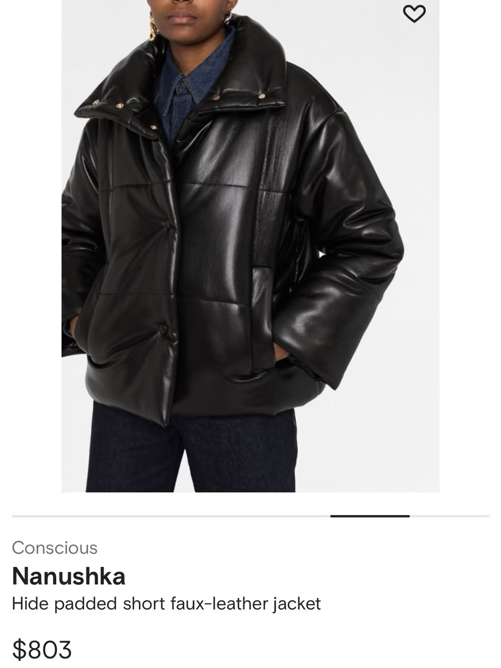 Nanushka Black Faux-Leather Puffer Jacket